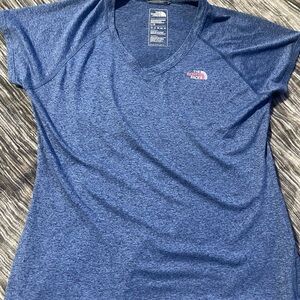 The North Face Women's Blue V-Neck Top size large